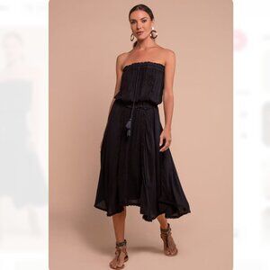 AURA Jasmine Midi Black Strapless Dress Size Medium